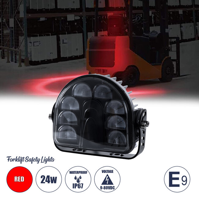 85423 E9 Mark Forklift Safety Lights - Φώτα Προειδοποίησης & Διαγράμμισης Ασφαλείας για Περονοφόρα - Κλάρκ LED 24W DC 9-80V Αδιάβροχο IP67 Κόκκινο Μ14 x Π14.5 x Υ6cm