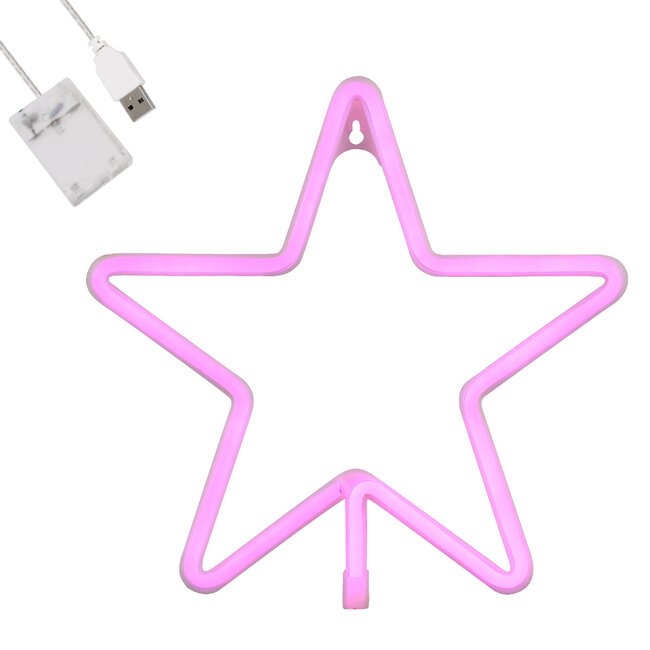78586 Φωτιστικό Ταμπέλα Φωτεινή Επιγραφή NEON LED Σήμανσης STAR 5W με Καλώδιο Τροφοδοσίας USB - Μπαταρίας 3xAAA (Δεν Περιλαμβάνονται) - Ροζ 78586 Φωτιστικό Ταμπέλα Φωτεινή Επιγραφή NEON LED Σήμανσης STAR 5W με Καλώδιο Τροφοδοσίας USB - Μπαταρίας 3xAAA (Δεν Περιλαμβάνονται) - Ροζ