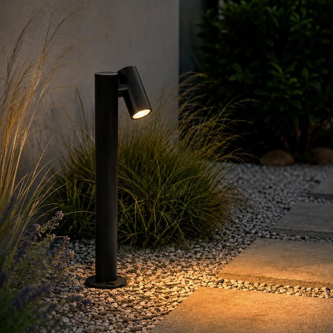 STEM GLB-103-0012 Φωτιστικό Κολωνάκι Κήπου LED 12W 1080lm 60° AC 220-240V Αδιάβροχο IP65 Θερμό Λευκό 2700K - Sanan SMD Chip - Μαύρο Ματ - Μ12 x Π18 x Υ60cm - 3 Χρόνια Εγγύηση - 6