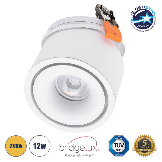 OMEGA-R 60295 Χωνευτό LED Spot Downlight TrimLess Φ10cm 12W 1500lm 36° AC 220-240V IP20 Φ10 x Υ8.2cm - Στρόγγυλο - Λευκό - Θερμό Λευκό 2700K - Bridgelux COB - 5 Years Warranty