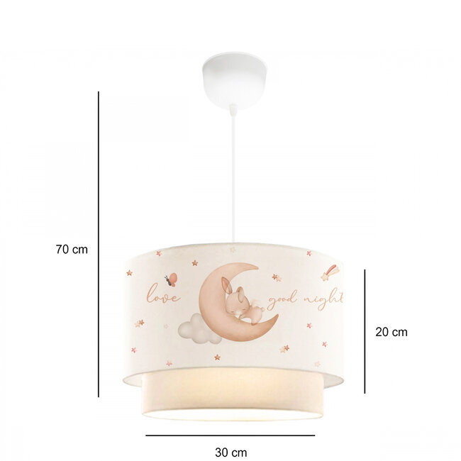 MOON 204-0011 Παιδικό Κρεμαστό Φωτιστικό Φιγούρα Μονόφωτο 1 x E27 IP20 Λευκό Ύφασμα - Μ30 x Π30 x Υ70cm - 2
