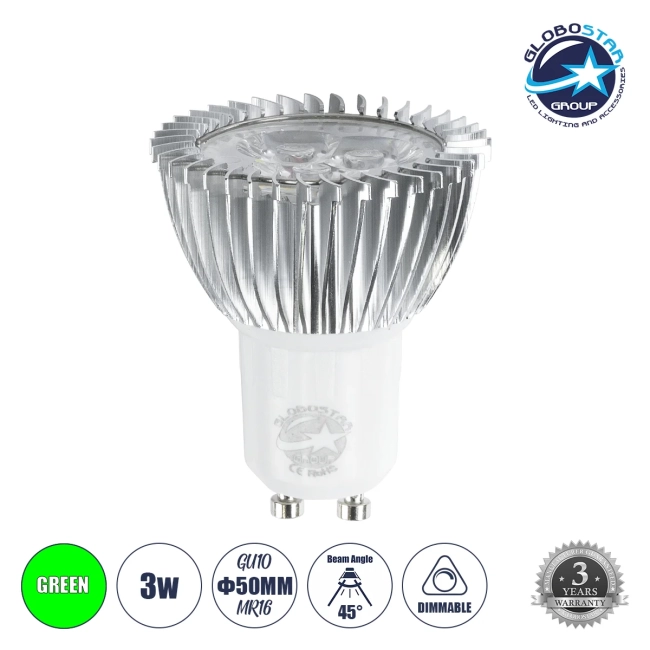 TRIBOO 76044 Σποτ GU10 MR16 LED 3W 250lm 45° AC 220-240V IP20 Πράσινο Dimmable - Μ5 x Π5 x Υ5.5cm - 3 Χρόνια Εγγύηση TRIBOO 76044 Σποτ GU10 MR16 LED 3W 250lm 45° AC 220-240V IP20 Πράσινο Dimmable - Μ5 x Π5 x Υ5.5cm - 3 Χρόνια Εγγύηση