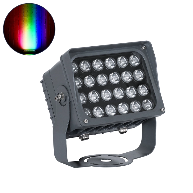 FLOODXENA 90700 Προβολέας Σποτ Wall Washer με Αντιθαμβωτική Γρίλια LED 48W 4080lm 10° DC 24V Αδιάβροχο IP65 Πολύχρωμο RGBW Dimmable DMX512 - Bridgelux SMD Chip - Γκρι Ανθρακί - Μ17.5 x Π12.5 x Υ18cm - 3 Χρόνια Εγγύηση