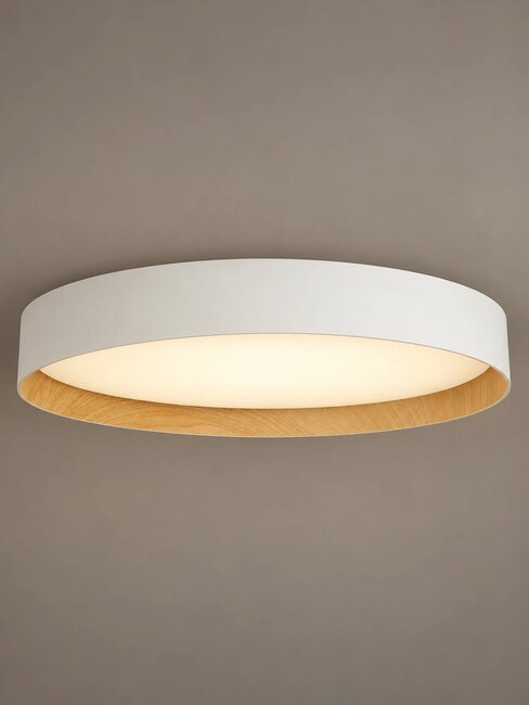 kelvo® RONDO KLV-101-0589-V2 Φωτιστικό Οροφής LED 36W 3600lm 120° AC 220-240V IP20 Ρυθμιζόμενο Λευκό CCT με Διακόπτη στο Driver 2700K/4500K/6000K Triac Dimmable - Lumileds SMD Chip & ENEC/TÜV Driver - Λευκό Ματ & Εφέ Ξύλου - Μ50 x Π50 x Υ7cm - 5 Χρόνια Εγγύηση - 3