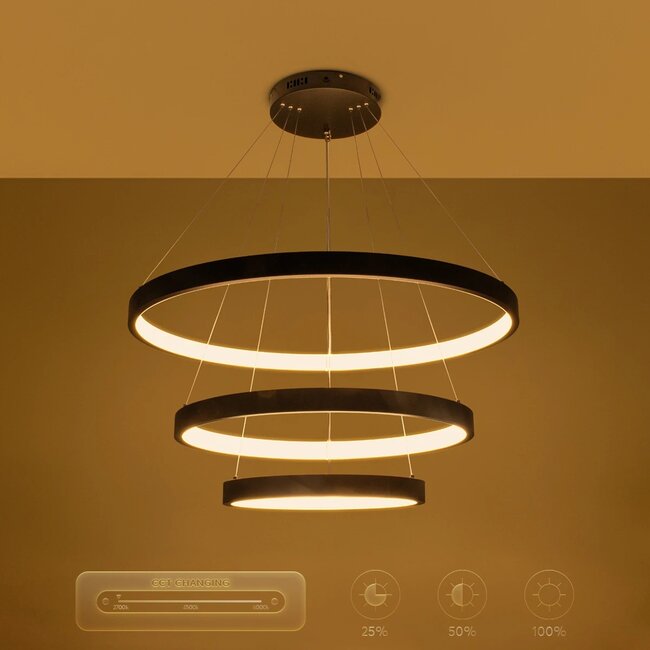 kelvo® NEMESIS KLV-101-0220-V2 Κρεμαστό Φωτιστικό Οροφής LED 120W 12000lm 180° AC 220-240V IP20 Ρυθμιζόμενο Λευκό CCT με Χειριστήριο από 2700K έως 6000K Dimmable - Lumileds SMD Chip - Μαύρο Ματ - Μ80 x Π80 x Υ80cm - 3 Χρόνια Εγγύηση - 13