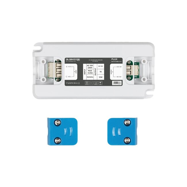 PLUX GLB-107-0009 Τροφοδοτικό/Μετασχηματιστής Class II SELV 12W 1A AC 220-240V σε DC 12V IP20 - Λευκό Ματ - Μ9.9 x Π4.6 x Υ1.1cm - 3 Χρόνια Εγγύηση - 6