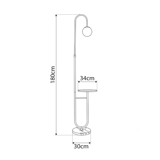 kelvo® CORDELIA KLV-102-0005 Επιδαπέδιο Φωτιστικό για Λάμπα με Ντουί 1 x E27 AC 220-240V IP20 - Μαύρο Ματ & Λευκό - Μ30 x Π34 x Υ180cm - 5