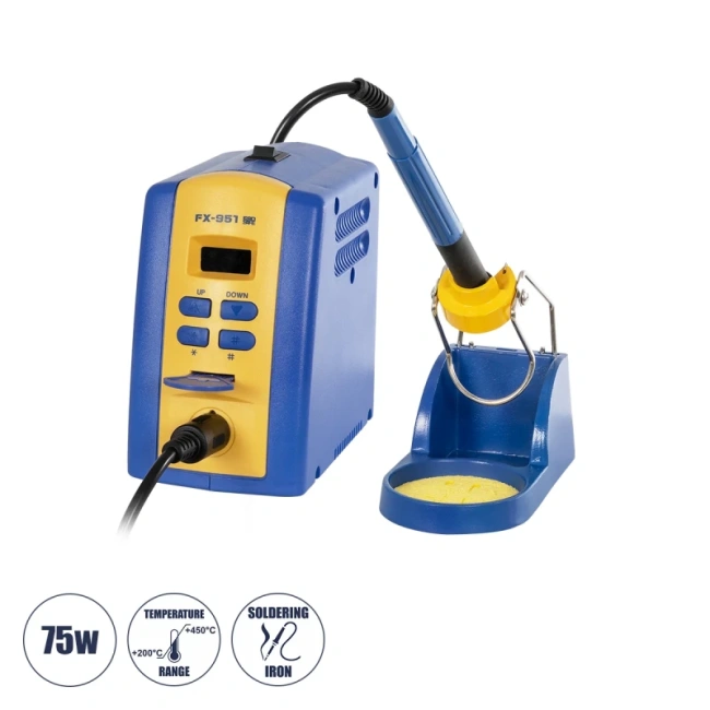 HAKKO FX-951 79980 Ψηφιακός Σταθμός Συγκόλλησης με Ψηφιακή Οθόνη & Κολλητήρι 75W AC 220-240V IP20 - Μ12.5 x Π8 x Υ14cm - 2 Χρόνια Εγγύηση