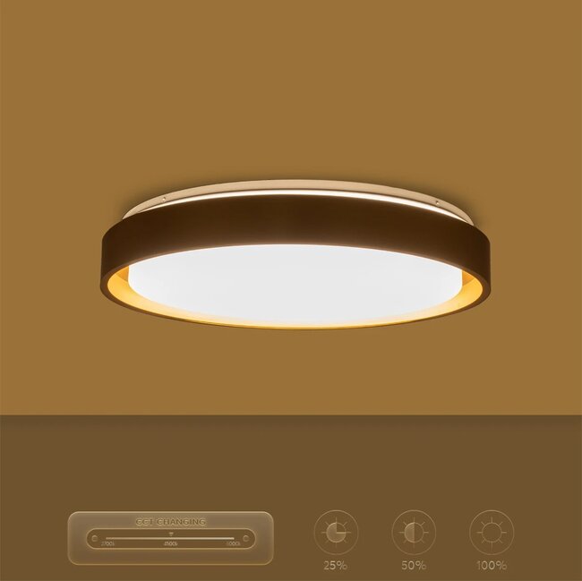 kelvo® BARCHETTA KLV-101-0268-V2 Φωτιστικό Οροφής LED 72W 7200lm 120° AC 220-240V IP20 Ρυθμιζόμενο Λευκό CCT με Χειριστήριο από 2700K έως 6000K Dimmable - Lumileds SMD Chip - Σαμπανιζέ Χρυσό Ματ - Μ48 x Π48 x Υ8.2cm - 3 Χρόνια Εγγύηση - 16