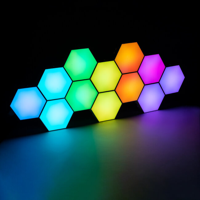 DIGIOCTA 90449 Σετ 12 Ψηφιακων LED RGB Φωτιστικών Κυψελών με Ψηφιακό Controller με WiFi Smart APP & Ασύρματο Χειριστήριο RF 2.4Ghz - LED SMD 5050 18W/Σετ 168PIXEL/Σετ 1440lm/Σετ 120° DC 5V με USB 2.0 IP20 Πολύχρωμο RGB - Dimmable - Μ10.5 x Π10.5 x Υ3cm Ανά Κυψέλη - 2 Χρόνια Εγγύηση - 2