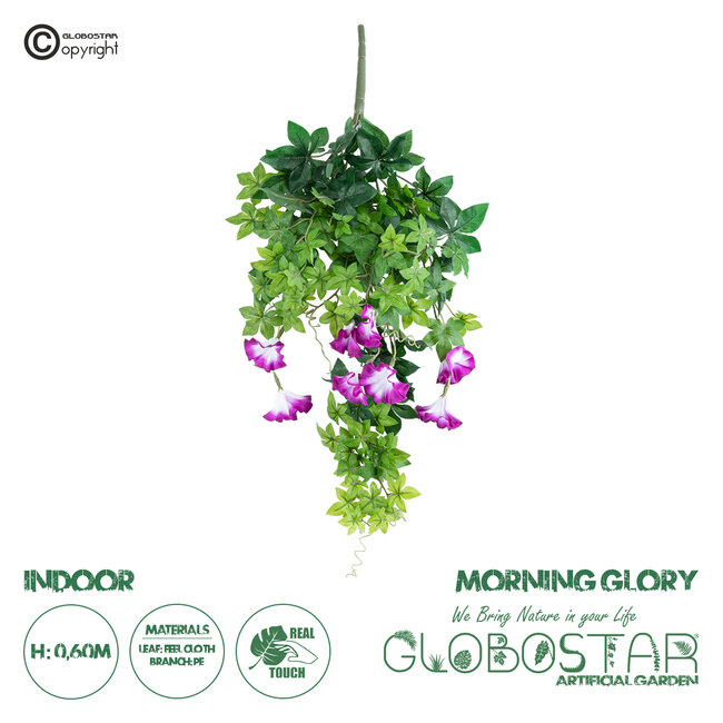 Artificial Garden MORNING GLORY HANGING BRANCH 20238 Τεχνητό Διακοσμητικό Κρεμαστό Φυτό Ιπομέα - Πρωϊνή Χαρά Υ60cm