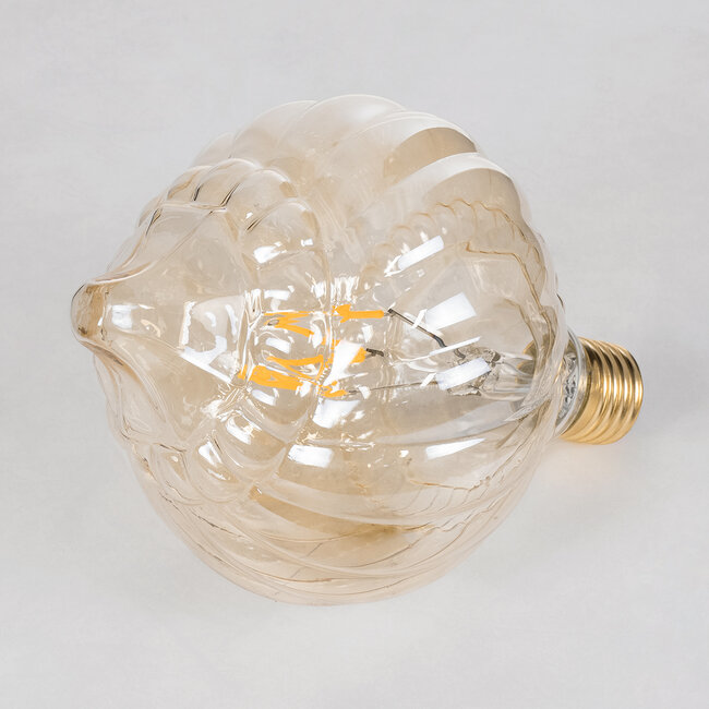 99163 Λάμπα LED Zig Long Filament E27 A120 ACORN Γλόμπος 4W 360lm 360° AC 220-240V IP20 Φ12 x Υ17cm Ultra Θερμό Λευκό 2200K με Μελί Γυαλί - Dimmable - 3 Years Warranty