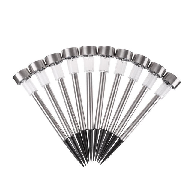 71521-10 ΣΕΤ 10 Τεμαχίων Αυτόνομα Ηλιακά Φωτιστικά LED SMD 1W 40lm με Ενσωματωμένη Μπαταρία 600mAh - Φωτοβολταϊκό Πάνελ με Αισθητήρα Ημέρας-Νύχτας Αδιάβροχο IP65 Φανάρι Κήπου Στρογγυλό Θερμό Λευκό 2700K - 2