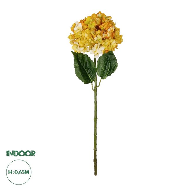 Artificial Garden YELLOW HYDRANGEA BRANCH 21317 Τεχνητό Διακοσμητικό Κλαδί Κίτρινη Ορτανσία Y65cm
