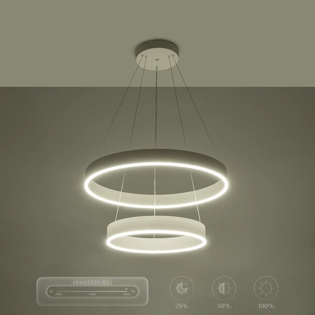 kelvo® VENOM KLV-101-0197 Κρεμαστό Φωτιστικό Οροφής LED 75W 7500lm 120° AC 220-240V IP20 Ρυθμιζόμενο Λευκό CCT με Χειριστήριο από 2700K έως 6000K Dimmable - Lumileds SMD Chip - Λευκό Ματ - Μ60 x Π60 x Υ40cm - 3 Χρόνια Εγγύηση - 15