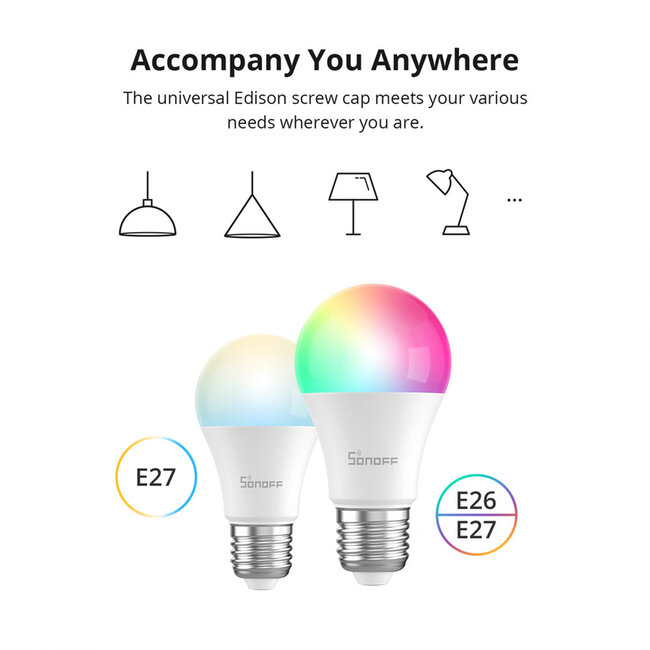 80071 SONOFF B02-BL-A60 - LED BULB E27 A60 806lm 9W WiFi+Bluetooth CW (Cool White + Warm white) Dimming Smart Bulb 2700K-6500K - 16