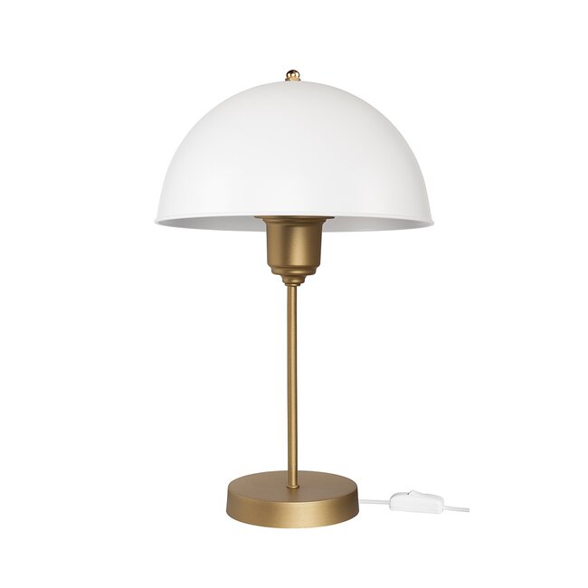 GAZETA 203-0303 Μοντέρνο Επιτραπέζιο Φωτιστικό Πορτατίφ με Ντουί 1 x E27 AC 220-240V IP20 - Λευκό & Μπρονζέ  - Μ25 x Π25 x Υ39cm