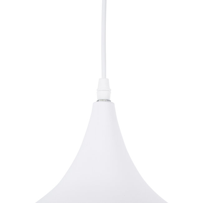 SHANGHAI WHITE 01026-B Μοντέρνο Κρεμαστό Φωτιστικό Οροφής Μονόφωτο 1 x E27 Λευκό Μεταλλικό Καμπάνα Φ37 x Υ17cm - 7