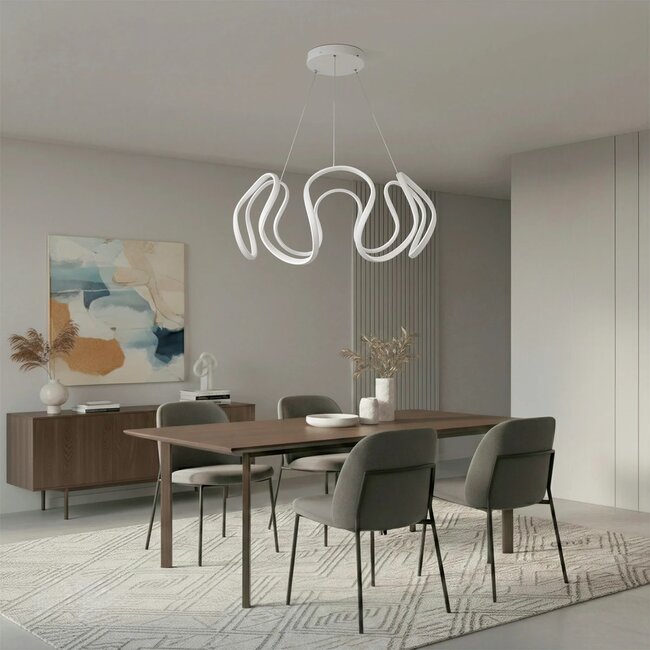 kelvo® TARANTULA KLV-101-0270 Κρεμαστό Φωτιστικό Οροφής LED 120W 12000lm 360° AC 220-240V IP20 Ρυθμιζόμενο Λευκό CCT με Χειριστήριο από 2700K έως 6000K Dimmable - Lumileds SMD Chip - Λευκό Ματ - Μ78 x Π78 x Υ31.5cm - 3 Χρόνια Εγγύηση - 2