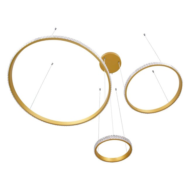 kelvo® DIAMOND KLV-101-0244 Κρεμαστό Φωτιστικό Οροφής LED 100W 10000lm 180° AC 220-240V IP20 Ρυθμιζόμενο Λευκό CCT με Χειριστήριο από 2700K έως 6000K Dimmable - Lumileds SMD Chip - Χρυσό Πλατίνα - Μ110 x Π110 x Υ60cm - 3 Χρόνια Εγγύηση - 5