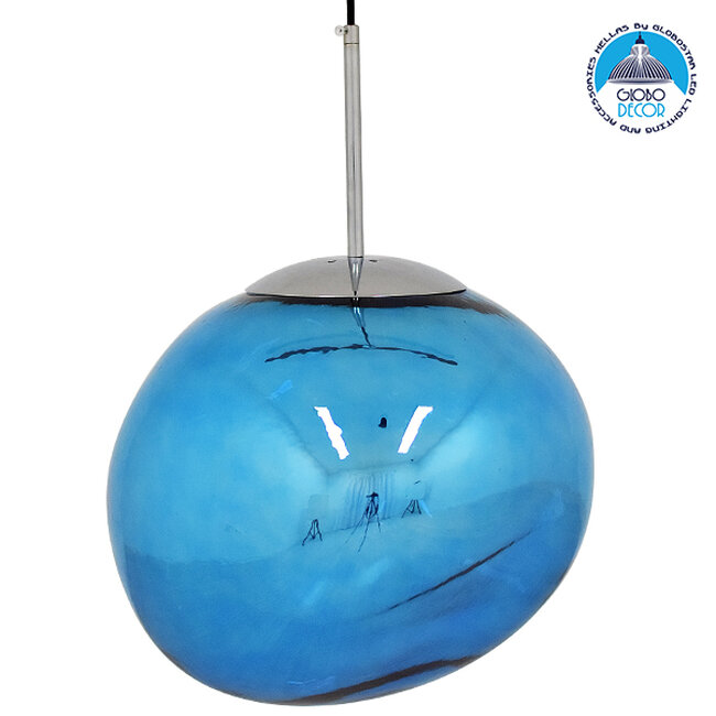 Μοντέρνο Κρεμαστό Φωτιστικό Οροφής Μονόφωτο Γυάλινο Μπλε Φ36  DIXXON BLUE 01467 - 1