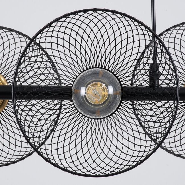 VERONA 00587 Μοντέρνο Κρεμαστό Φωτιστικό Οροφής Πολύφωτο Μαύρο Μεταλλικό Πλέγμα Μ100 x Π28 x Υ20cm - 6