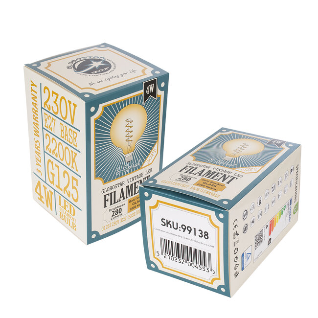 99138 Λάμπα LED Soft S Spiral Filament E27 G125 Γλόμπος 4W 280lm 360° AC 220-240V IP20 Φ12.5 x Υ18cm Ultra Θερμό Λευκό 2200K με Μελί Γυαλί - Dimmable - 3 Years Warranty - 6