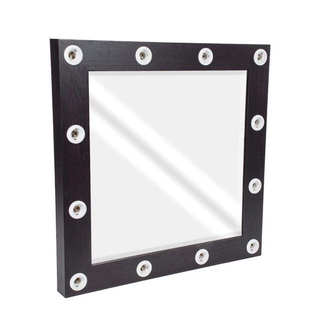 MAKEUP MIRROR-80x80-2 Μοντέρνος Καθρέπτης Μακιγιάζ με Πλαίσιο Φυσικού Ξύλου με Διακόπτη On/Off 12 x E27 AC220-240V - Μ80 x Π7 x Υ80cm - Καφέ Wenge - 5