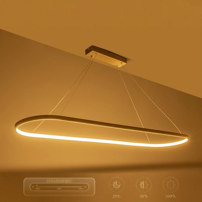 BOLIVAR 61273 Μοντέρνο Κρεμαστό Φωτιστικό Οροφής LED 54W 6210lm 360° AC 220-240V IP20 Ρυθμιζόμενο Λευκό CCT με Χειριστήριο από 2700K έως 6000K Dimmable - Lumileds SMD Chip - Νίκελ Βούρτσας - Μ120 x Π30 x Υ2cm - 3 Χρόνια Εγγύηση - 9