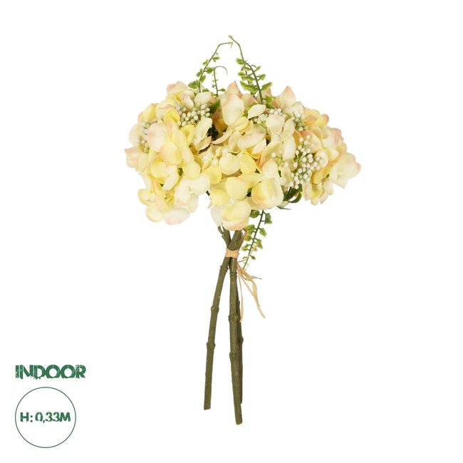 Artificial Garden YELLOW HYDRANGEA BOUQUET 21315 Τεχνητό Διακοσμητικό Μπουκέτο Κίτρινη Ορτανσία Y33cm