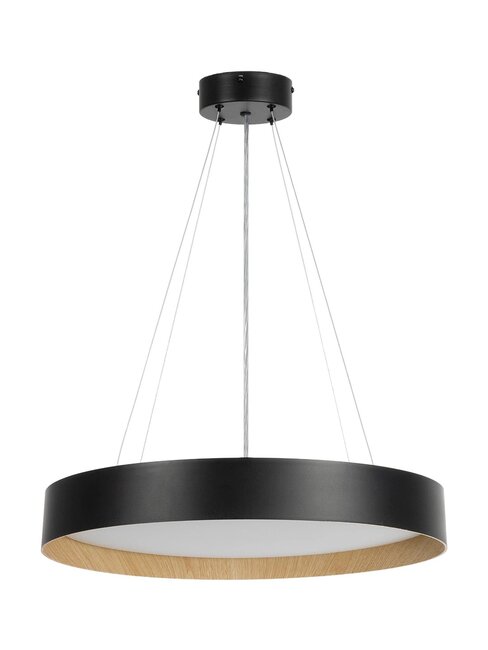 kelvo® RONDO KLV-101-0587 Κρεμαστό Φωτιστικό Οροφής LED 36W 3600lm 120° AC 220-240V IP20 Ρυθμιζόμενο Λευκό CCT με Διακόπτη στο Driver 2700K/4500K/6000K Triac Dimmable - Lumileds SMD Chip & ENEC/TÜV Driver - Μαύρο Ματ & Εφέ Ξύλου - Μ50 x Π50 x Υ7cm - 5 Χρόνια Εγγύηση - 4
