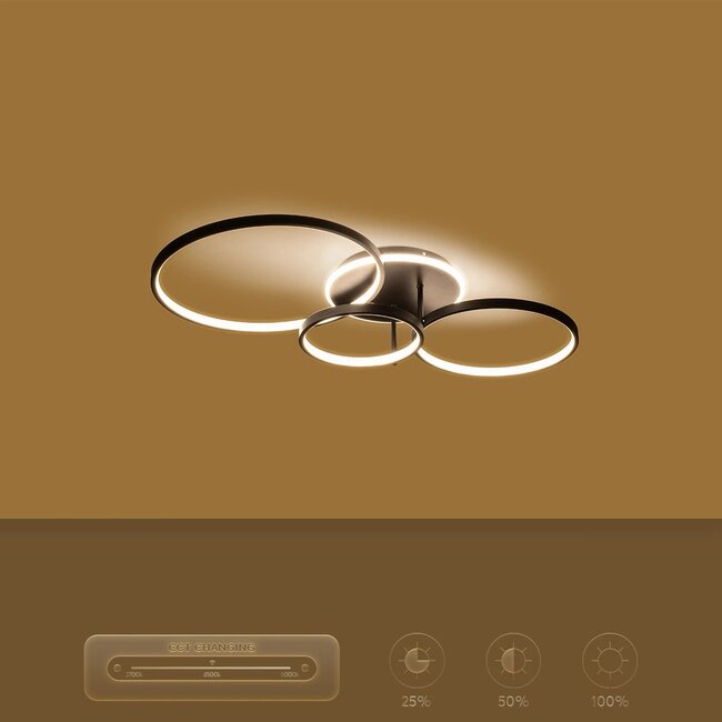 kelvo® NEMESIS KLV-101-0205 Φωτιστικό Οροφής LED 98W 9800lm 360° AC 220-240V IP20 Ρυθμιζόμενο Λευκό CCT με Χειριστήριο από 2700K έως 6000K Dimmable - Lumileds SMD Chip - Μαύρο Ματ - Μ89 x Π60 x Υ19cm - 3 Χρόνια Εγγύηση - 9