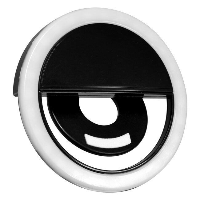 Selfie Ring Light LED SMD 2W 200 lm Μαύρο Σώμα με Ενσωματωμένη Επαναφορτιζόμενη Μπαταρία 500mAh & Καλώδιο Φόρτισης Micro USB Ψυχρό Λευκό 6000 K για Κινητό Τηλέφωνο και Tablet 79043 - 4