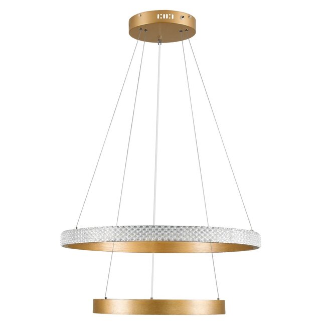kelvo® DIAMOND KLV-101-0236 Κρεμαστό Φωτιστικό Οροφής LED 75W 7500lm 360° AC 220-240V IP20 Ρυθμιζόμενο Λευκό CCT με Χειριστήριο από 2700K έως 6000K Dimmable - Lumileds SMD Chip - Χρυσό Πλατίνα - Μ60 x Π60 x Υ40cm - 3 Χρόνια Εγγύηση - 4