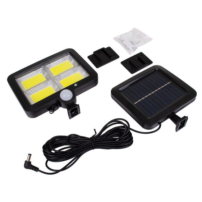71462 Αυτόνομος Ηλιακός Προβολέας LED 128 4 x COB 30W 1600lm με Ενσωματωμένη Μπαταρία 2400mAh - Φωτοβολταϊκό Πάνελ με Αισθητήρα Ημέρας-Νύχτας - PIR Αισθητήρα Κίνησης Αδιάβροχο IP65 Ψυχρό Λευκό 6000K - 9