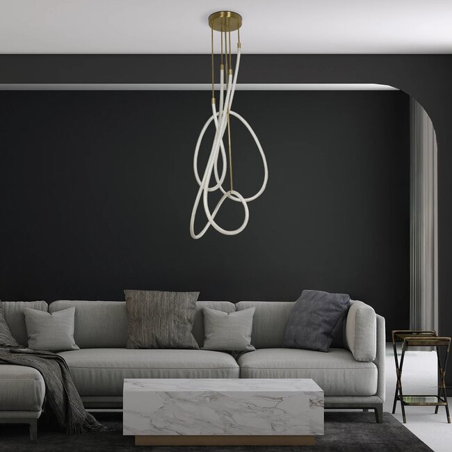 kelvo® GLOW KLV-101-0154 Φωτιστικό Οροφής LED 85W 8500lm 360° AC 220-240V IP20 Ρυθμιζόμενο Λευκό CCT με Χειριστήριο από 2700K έως 6000K Dimmable - Lumileds SMD Chip - Χρυσό Πλατίνα - Μ100 x Π100 x Υ140cm - 3 Χρόνια Εγγύηση - 2