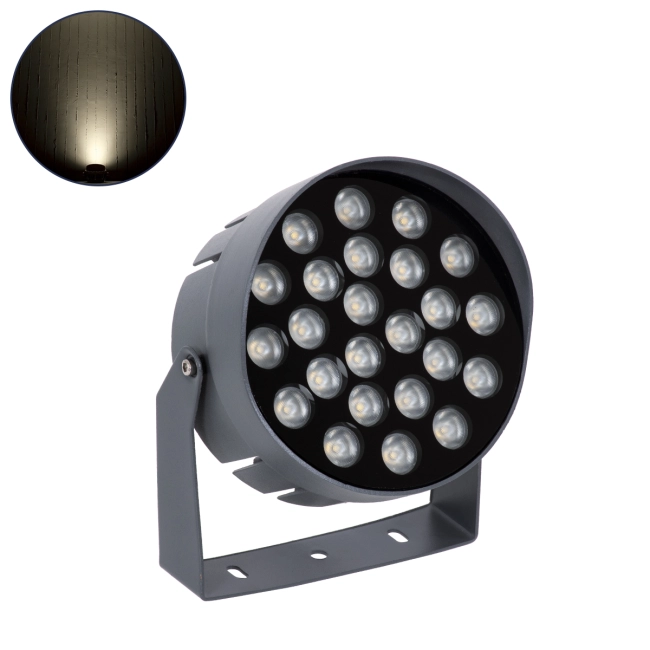 FLOODNIGMA 90379 Προβολέας Σποτ Wall Washer με Αντιθαμβωτική Γρίλια LED 24W 2280lm 30° DC 24V Αδιάβροχο IP65 Φυσικό Λευκό 4500K Dimmable - Bridgelux SMD Chip - Γκρι Ανθρακί - Μ15 x Π15 x Υ9.1cm - 3 Χρόνια Εγγύηση - 10