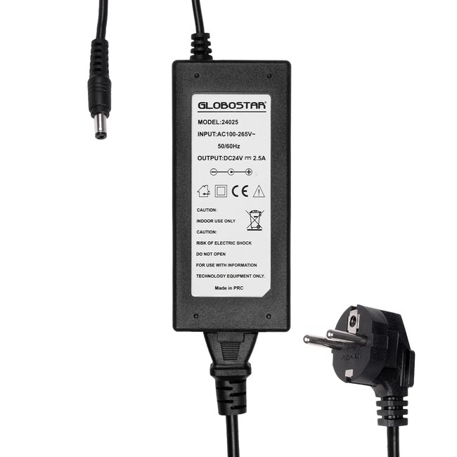 VOLTIX GLB-107-0007 Τροφοδοτικό/Μετασχηματιστής Class II SELV 60W 2.5A AC 220-240V σε DC 24V IP20 - Μαύρο Ματ - Μ11.5 x Π5 x Υ3.2cm - 3 Χρόνια Εγγύηση - 5