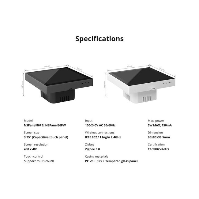 80095 SONOFF NSPanel86PW Wi-Fi & Zigbee 3.0 Smart Scene Wall Switch (86/EU Type) - AC 100-240V - Integrated HMI Touch Panel - Smart Controller & Gateway for All Smart Devises - 31