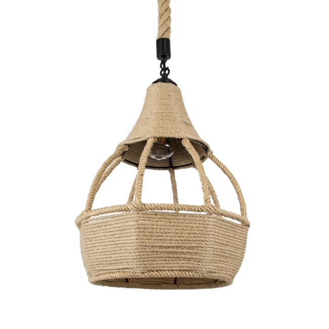  KUBRIC 01605 Boho Κρεμαστό Φωτιστικό Οροφής με Ντουί 1 x E27 AC 220-240V IP20 - Μπεζ - Μ30 x Π30 x Y40cm - 2