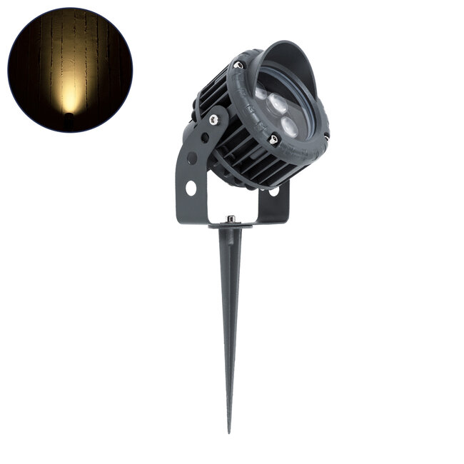 TREELIGHT-VINA 90357 Σποτ Φωτισμού με Αντιθαμβωτική Γρίλια Ειδικό για Φυτά - Δέντρα με Βάση Κήπου / Καρφωτό LED 6W 540lm 10° DC 24V Αδιάβροχο IP65 L13 x W9.5 x H9.5cm Θερμό Λευκό 3000K - Γκρι Ανθρακί - 3 Years Warranty