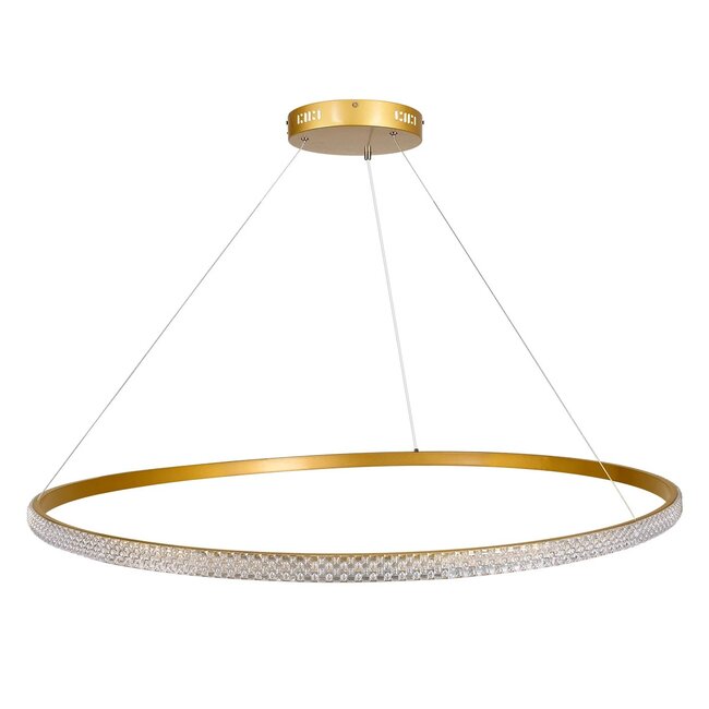 kelvo® DIAMOND KLV-101-0234 Κρεμαστό Φωτιστικό Οροφής LED 75W 7500lm 180° AC 220-240V IP20 Ρυθμιζόμενο Λευκό CCT με Χειριστήριο από 2700K έως 6000K Dimmable - Lumileds SMD Chip - Χρυσό Πλατίνα - Μ100 x Π100 x Υ3cm - 3 Χρόνια Εγγύηση - 5