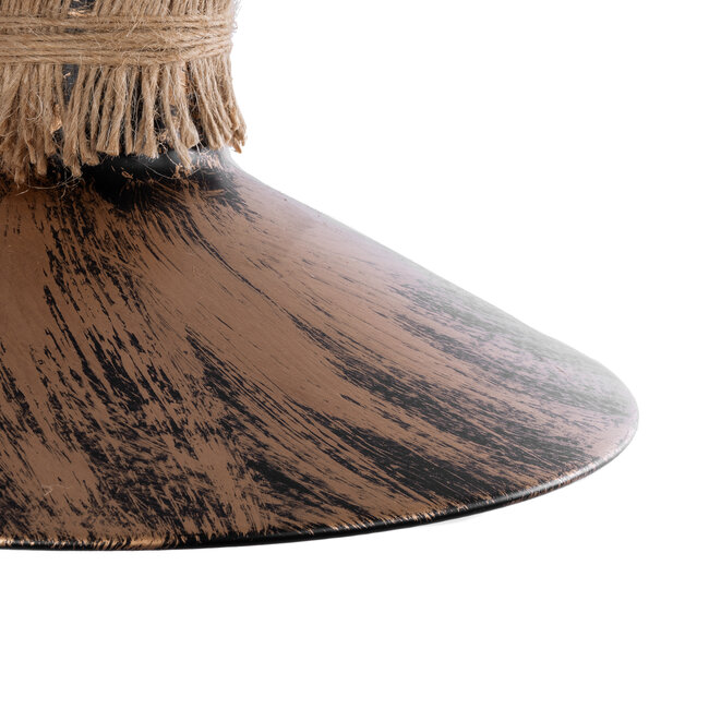 Vintage Φωτιστικό Τοίχου Απλίκα Μονόφωτο Μπρούτζινο Σκουριά Μεταλλικό με Καπέλο και με Μπεζ Σχοινί Φ27  ROBLY 01125 - 8