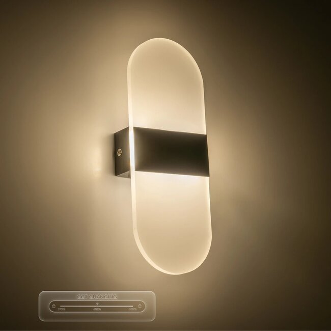 RARE 61337 Μοντέρνο Φωτιστικό Τοίχου - Απλίκα LED 5W 600lm 180° AC 220-240V IP20 Ρυθμιζόμενο Λευκό CCT με On/Off 2700K/4500K/6000K - Lumileds SMD Chip - Μαύρο Ματ - Μ10 x Π5 x Υ27.5cm - 3 Χρόνια Εγγύηση - 9