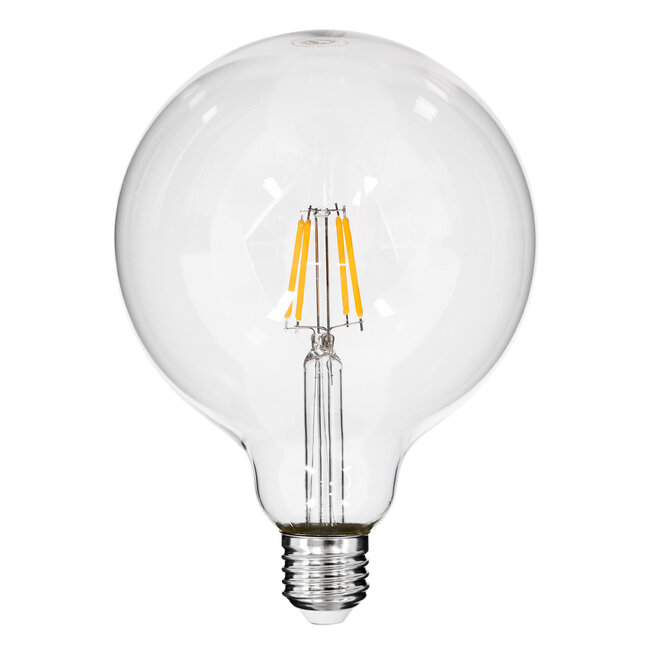 99012 Λάμπα LED Long Filament E27 G125 Γλόμπος 4W 400lm 360° AC 220-240V IP20 Φ12.5 x Υ18cm Θερμό Λευκό 2700K με Διάφανο Γυαλί - Dimmable - 3 Years Warranty