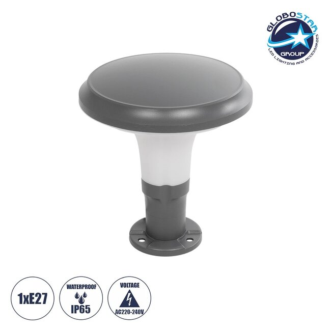 WHISPER 90553 Φωτιστικό Κολωνάκι Κήπου με Ντουί 1 x E27 AC 220-240V Αδιάβροχο IP65 - Γκρι Ανθρακί - Μ27 x Π27 x Υ29cm - 1