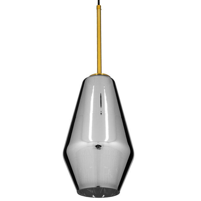 AMARIS 00874 Μοντέρνο Κρεμαστό Φωτιστικό Οροφής Μονόφωτο Γυάλινο Φιμέ Νίκελ Φ17 x 30CM - 5