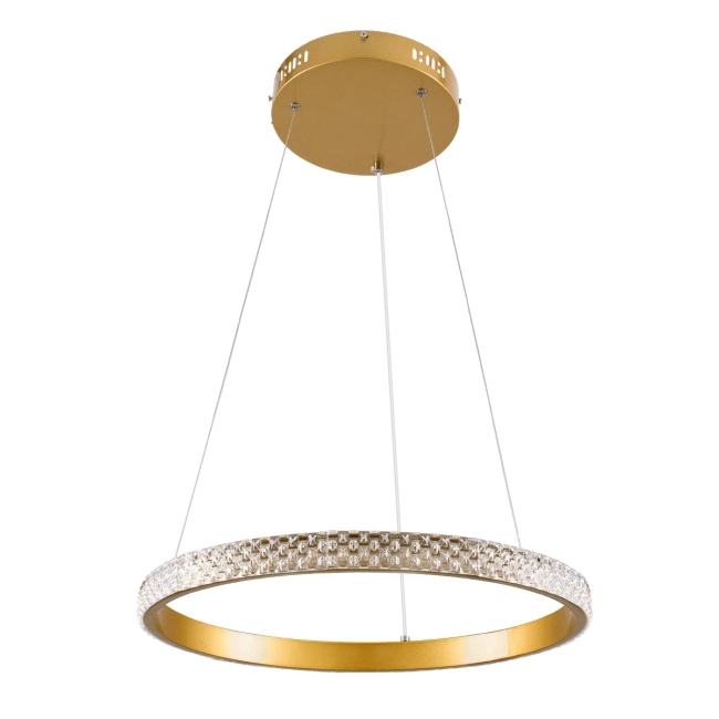 DIAMOND 61129 Μοντέρνο Κρεμαστό Φωτιστικό Οροφής LED 30W 3513lm 360° AC 220-240V IP20 Ρυθμιζόμενο Λευκό CCT με Χειριστήριο από 2700K έως 6000K Dimmable - Lumileds SMD Chip - Χρυσό Βούρτσας - Μ40 x Π40 x Υ3cm - 3 Χρόνια Εγγύηση - 2