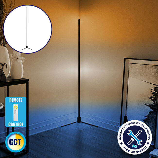 Μοντέρνο Minimal Επιδαπέδιο Μαύρο Φωτιστικό 250cm LED 40 Watt με Ασύρματο Χειριστήριο Αφής 2.4G RF & Dimmer CCT - Ψυχρό - Ημέρας - Θερμό  ALIEN Design GLOBO-250-10