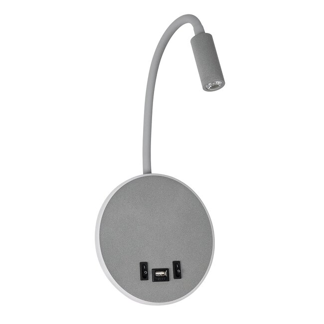 GOOSE 61694 Φωτιστικό Τοίχου - Απλίκα LED 6W 600lm 36° AC 220-240V IP20  - Reading Light & 360° Κρυφός Φωτισμός - Φορτιστής USB 3A - Θερμό Λευκό 2700K Γκρι Αλουμίνιο - Μ15.5 x Π22.5 x Υ30cm - 2 Xρόνια Εγγύηση GOOSE 61694 Φωτιστικό Τοίχου - Απλίκα LED 6W 600lm 36° AC 220-240V IP20  - Reading Light & 360° Κρυφός Φωτισμός - Φορτιστής USB 3A - Θερμό Λευκό 2700K Γκρι Αλουμίνιο - Μ15.5 x Π22.5 x Υ30cm - 2 Xρόνια Εγγύηση